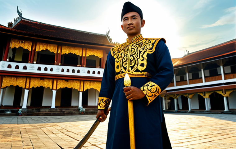 **
"A skilled *Hikayat Hang Tuah* warrior, fully clothed in traditional Malay *busana*, stands proudly with a *keris* in hand against the backdrop of a historical Melaka palace. The setting sun casts a golden glow. Perfect anatomy, correct proportions, natural pose, well-formed hands, proper finger count. Safe for work, appropriate content, fully clothed, professional, family-friendly, high quality."
**